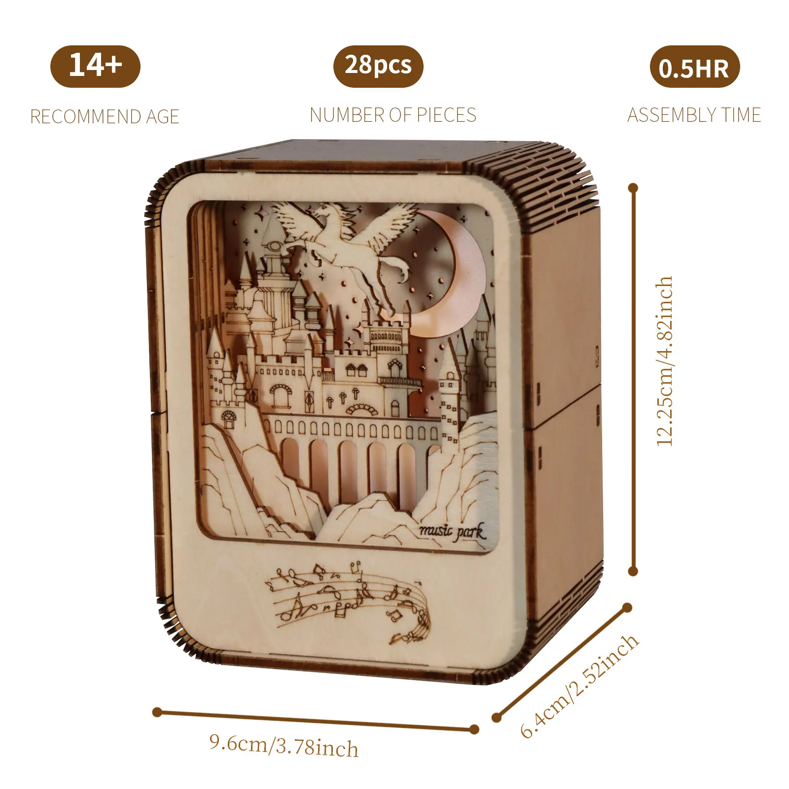ألغاز خشبية ثلاثية الأبعاد للبالغين ، صندوق موسيقى القلعة ، إضاءة ليلية ، مشغولات يدوية الصنع ، مجموعات نموذجية ، هدايا عيد الميلاد أو عيد الميلاد