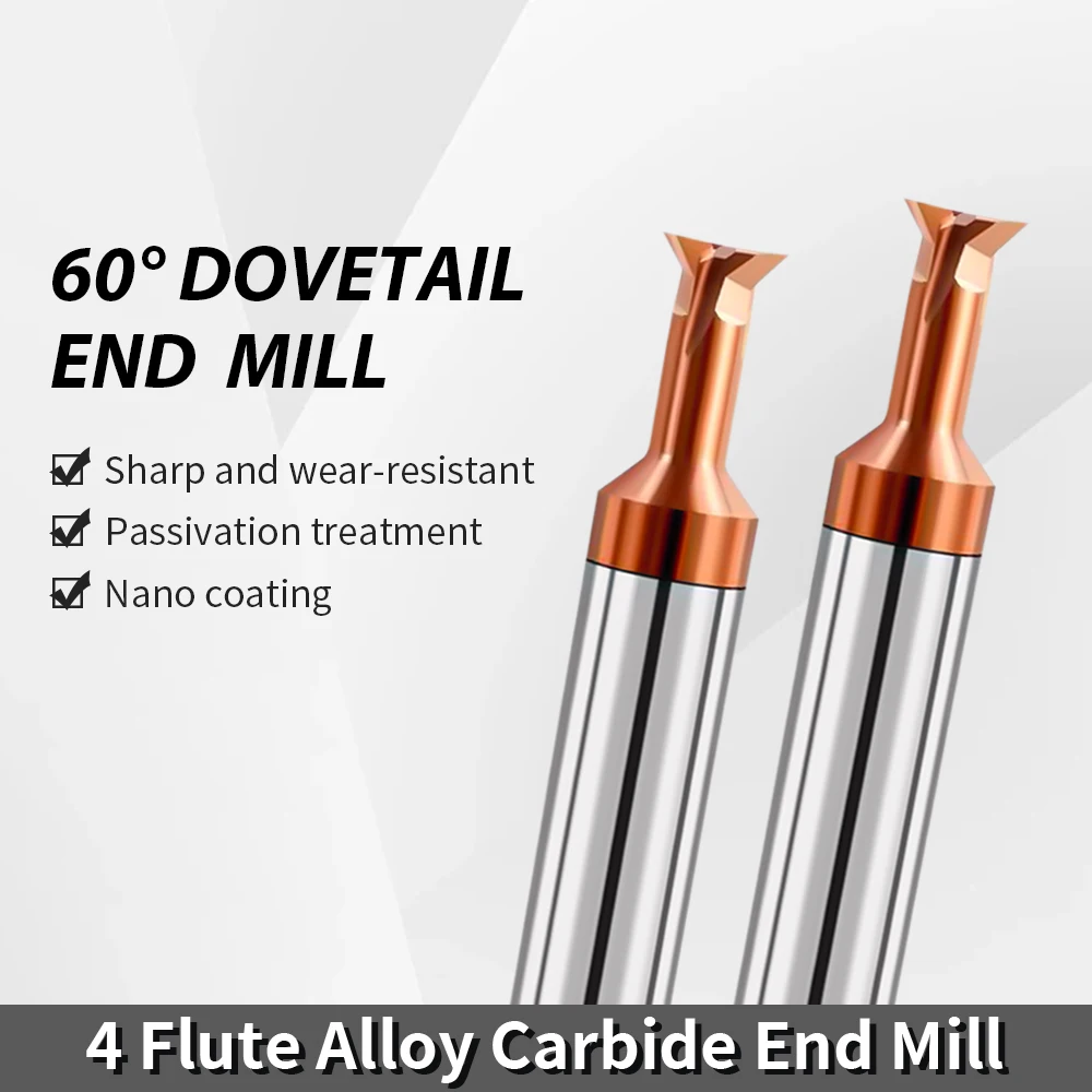 

Augusttools HRC60 Carbide Dovetail Milling Cutter 30 45 60 Degree Tungsten Steel Cnc Machining Tools for Metal End Mill 1mm-16mm