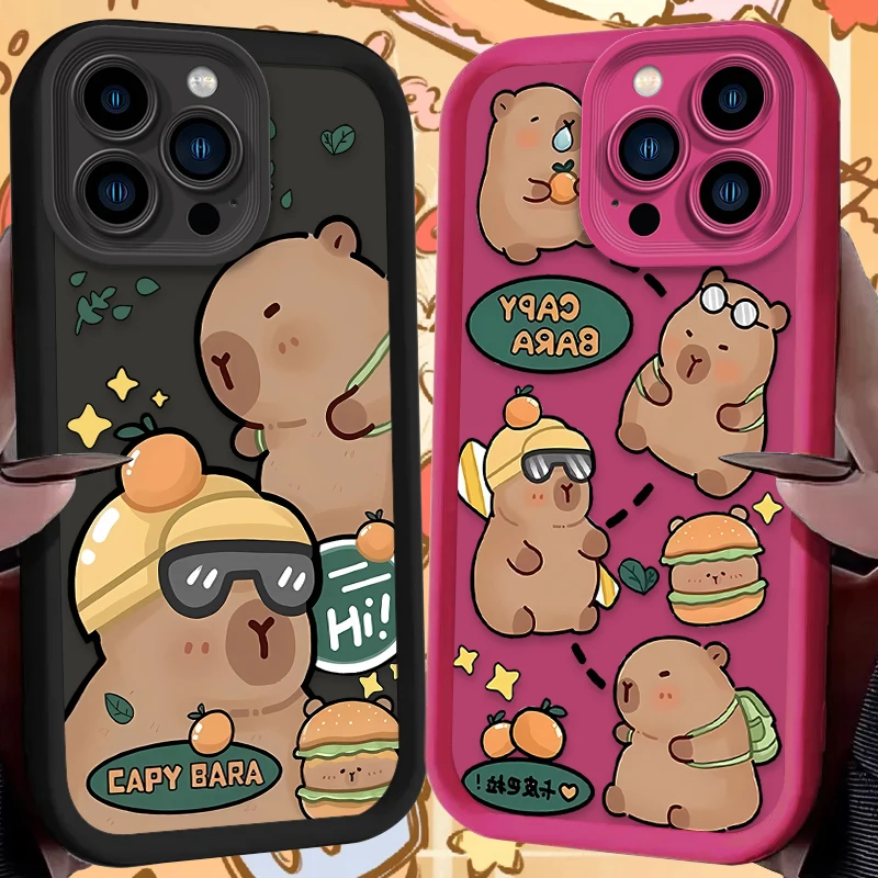 Soft Silicone Phone Back Case For iPhone 16 15 14 13 12 11 Pro Max X XS X S Max XR SE 2020 7 8 Plus iphone16 Cool Capybara Cover