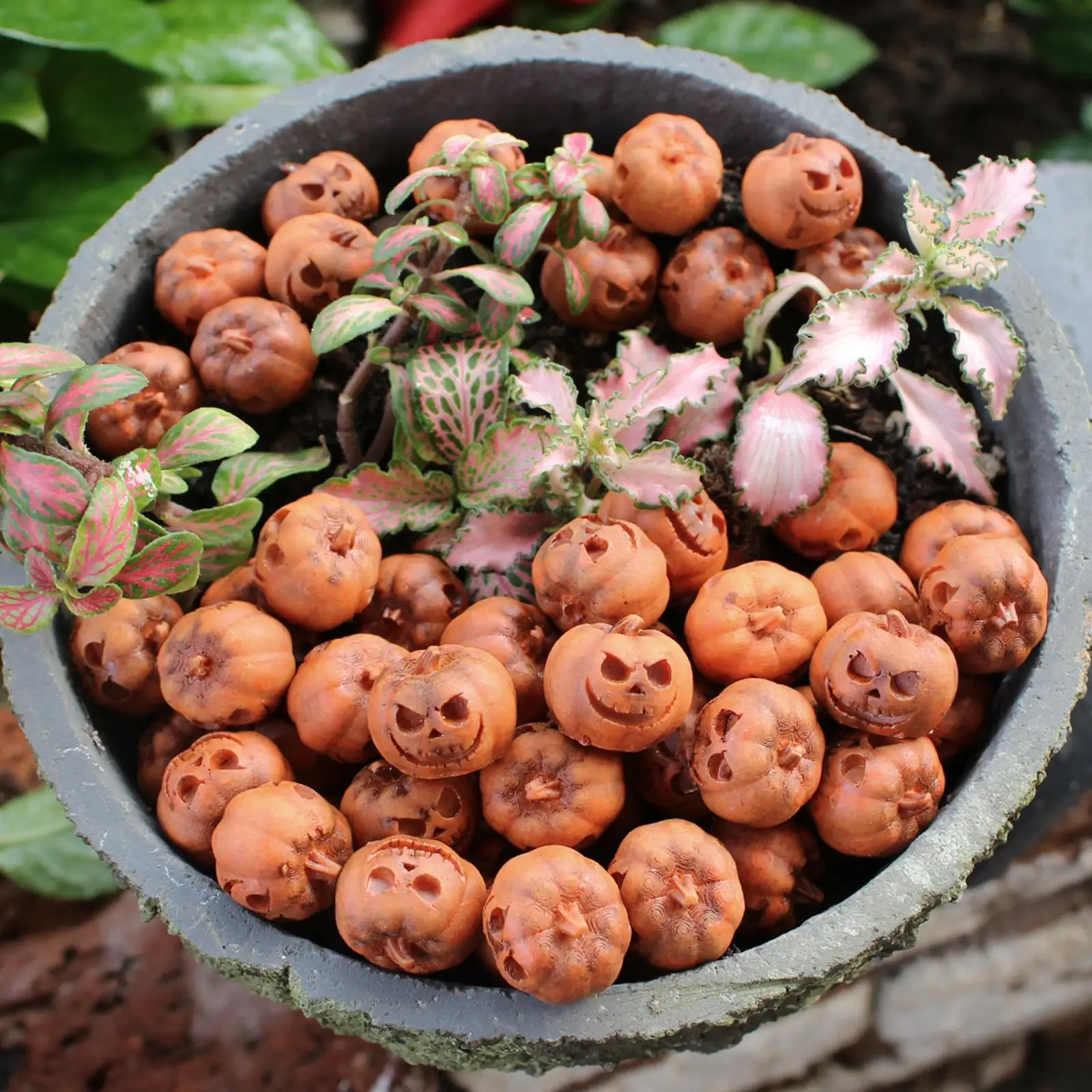 20x Miniature Pumpkin Figurines Ornaments Grimace Pumpkins Artificial Sculptures