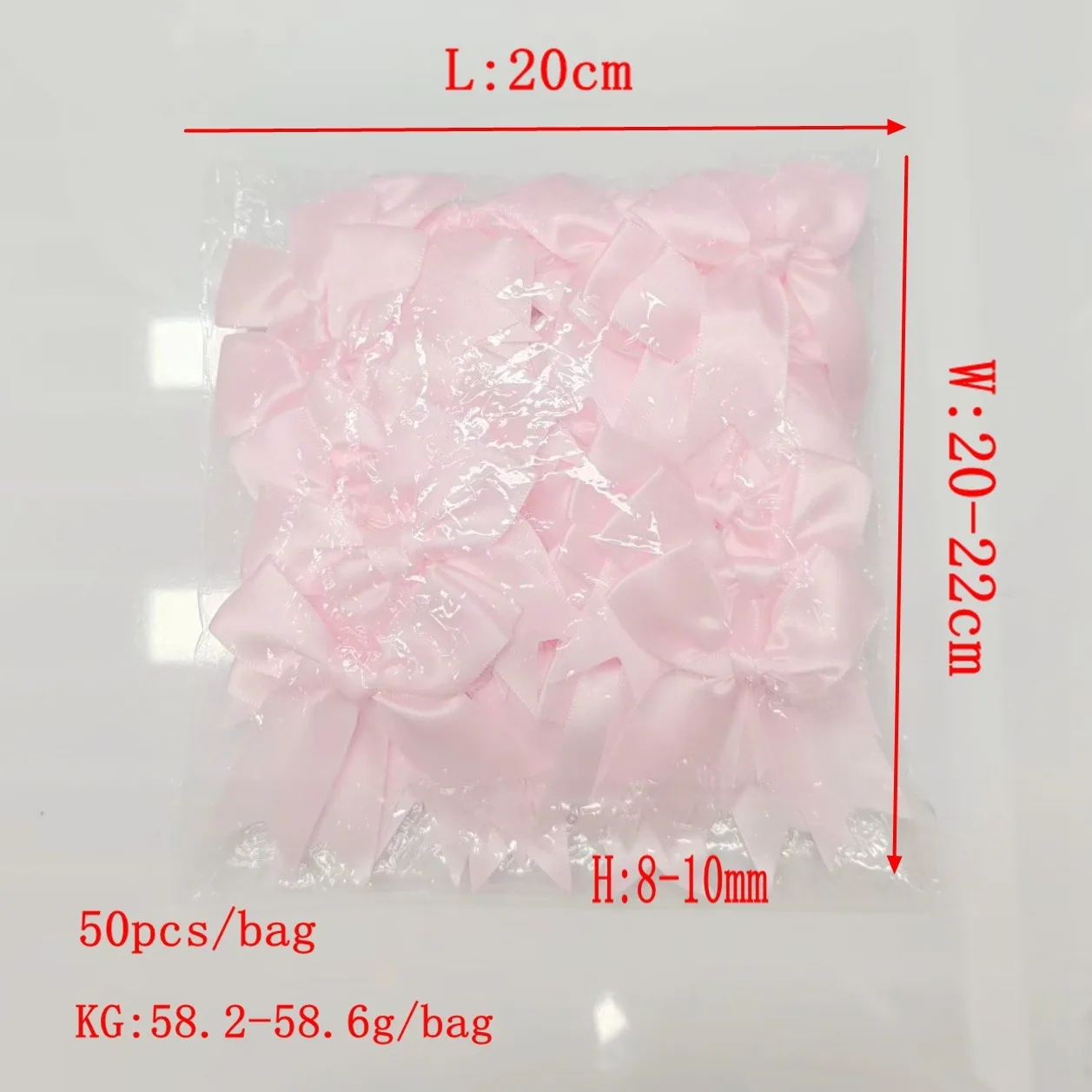 (50 Pcs/pack) 85*85mm Fresh Pink Ribbon Bows Small Size Satin Ribbon Bow Flower Craft Decoration Handwork DIY Party Decoration