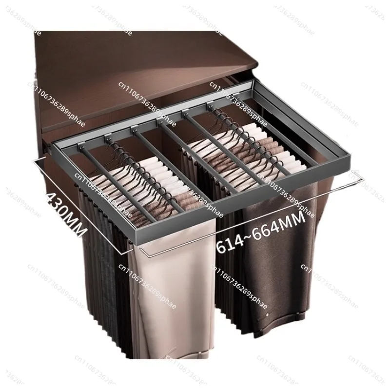 Trousers rack wardrobe built-in telescopic pull-out slide rail multi-functional top-mounted side-mounted track storage artifact