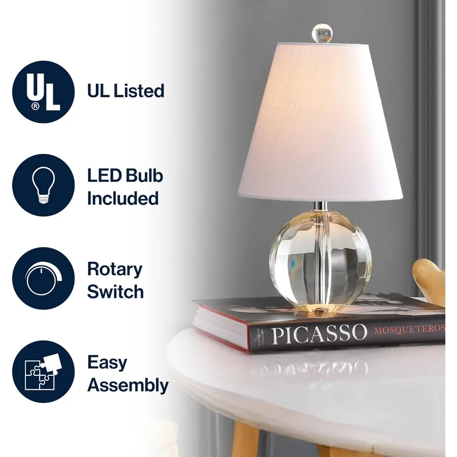 JYL2079A 16 "Glam Crystal Ball Tafellamp Moderne Nachtkastje Lamp voor Slaapkamer Woonkamer Kantoor Helder Glazen Orb met Wh