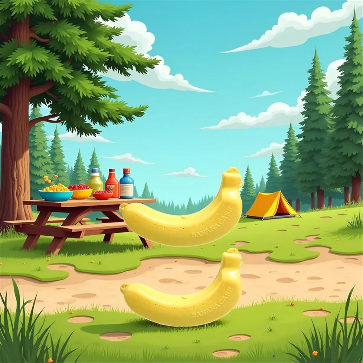 

2Pcs Banana Case, Cute Banana Protector Storage Box, Portable Banana Holder for Lunch Boxes, for Outdoor Travel Yellow