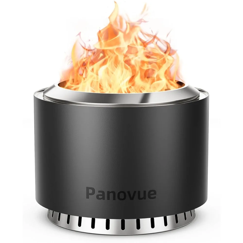 

Stainless Steel 22 Inch Outdoor Fire Pit with Waterproof Cover, Smokeless Wood Burning Campfire Pit