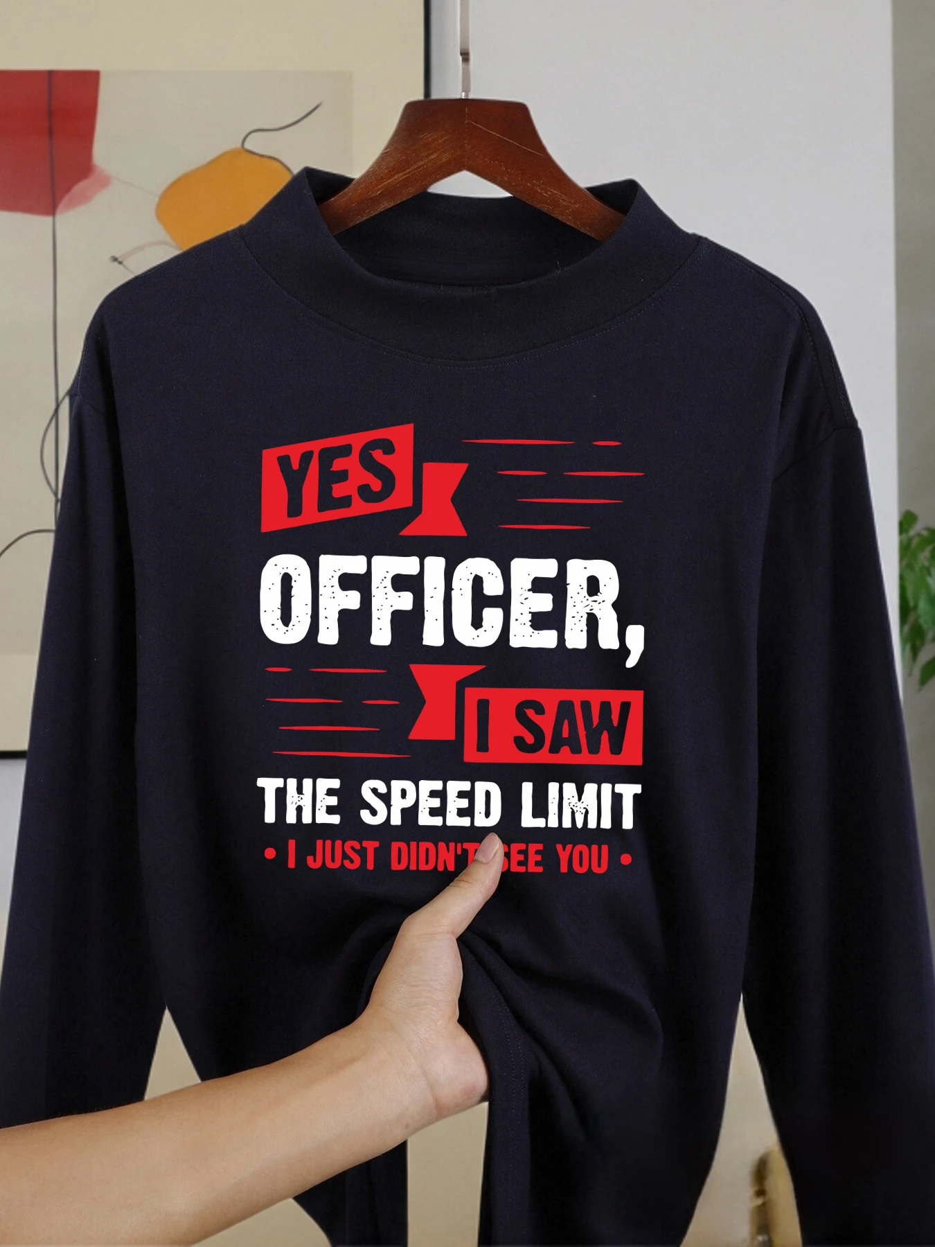 

Yes Officer,I Saw The Speed Limit Funny Printed Men Long Sleeved Shirts Middle Collar Warm Tops Velvet Fleece Shirt New Clothes