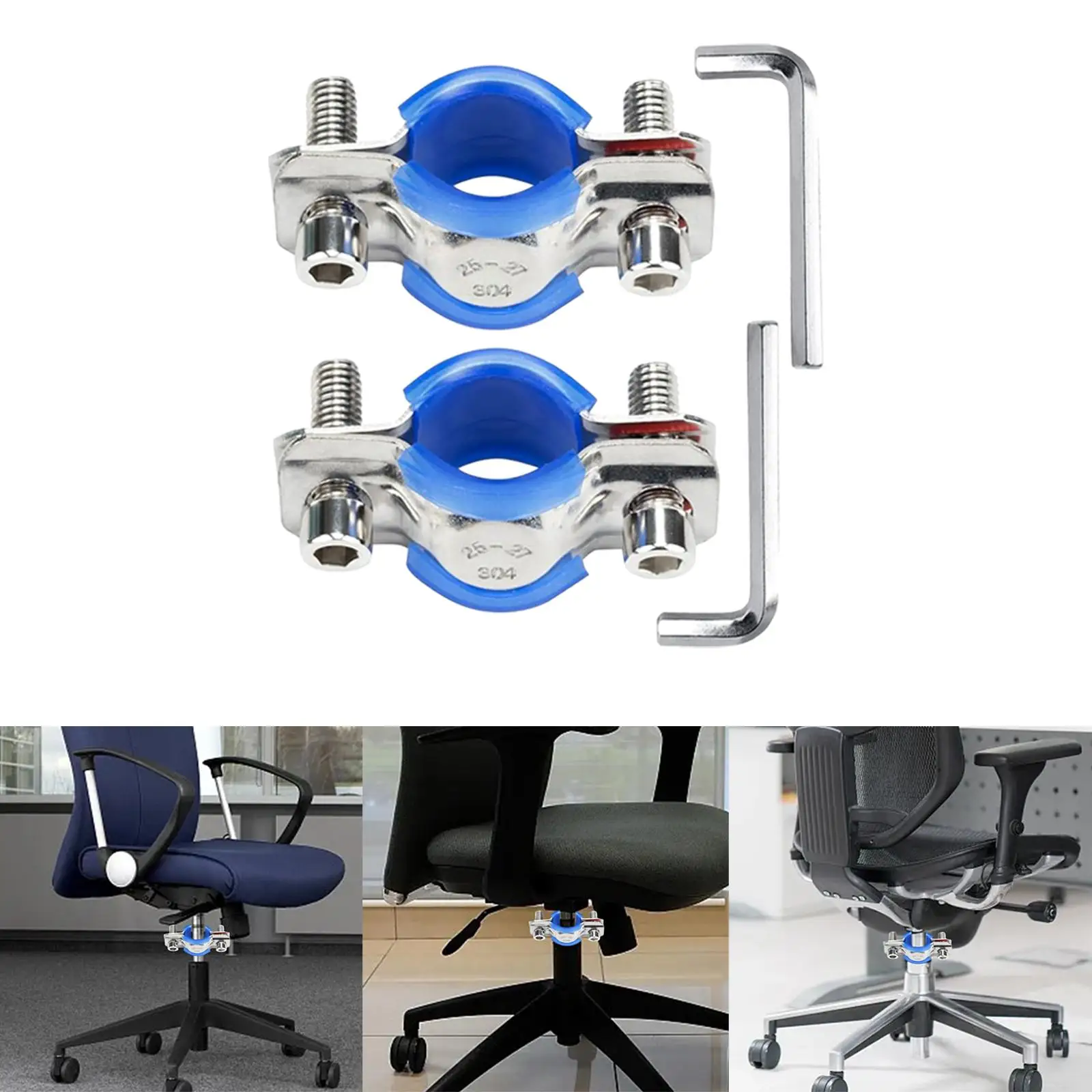 2Pcs Fix Sinking Office Chair with Pad Adjustable Chair Height with Hexagon Wrench Office Chair Stoppers to Prevent Sinking