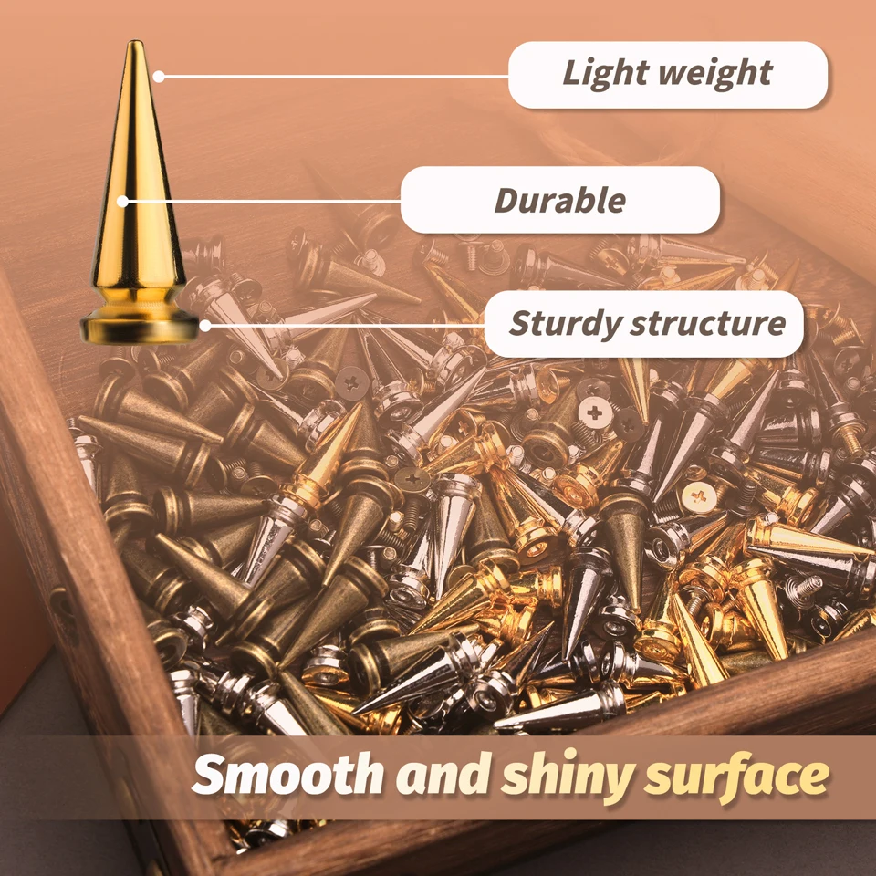 KRABALL Cone Spikes Screwback Studs Rivets Metal Cone Rivet with Screwbacks for DIY Crafts Cool Clothes Belts Bags Shoes