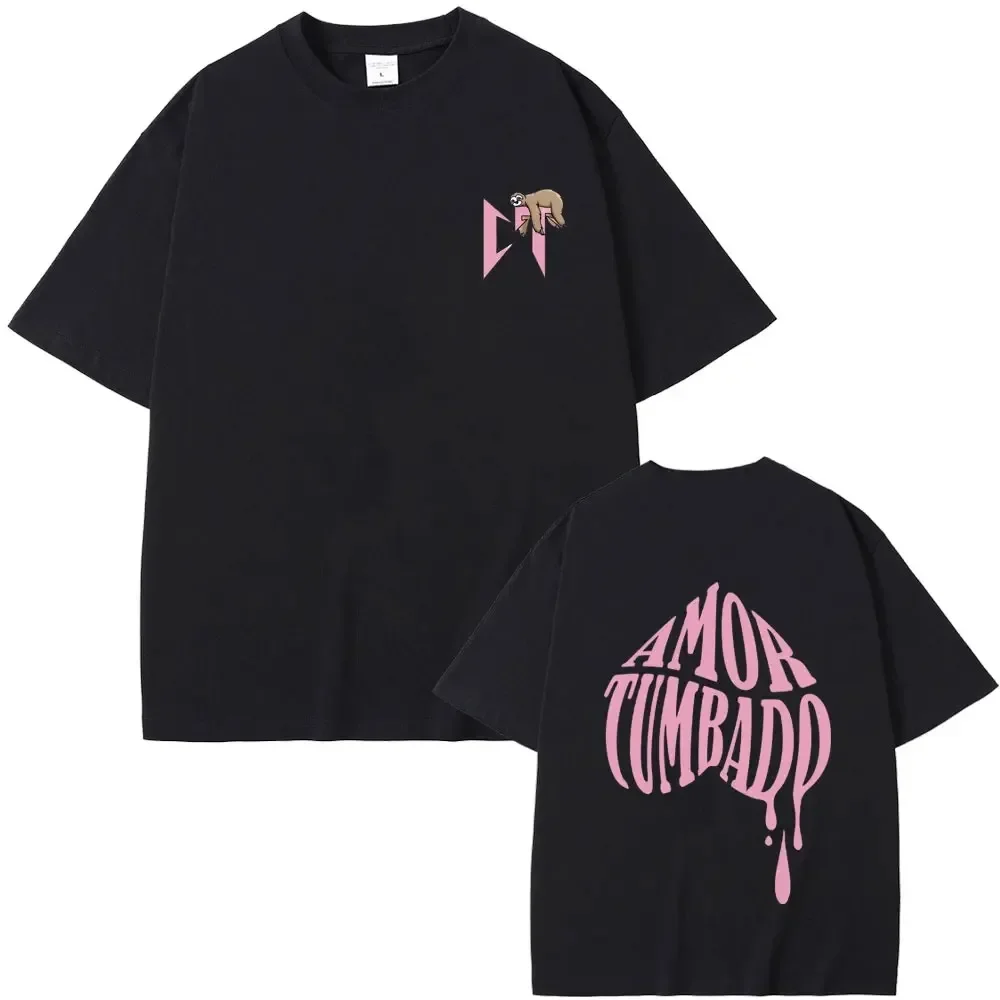 Singer Natanael Cano Amor Tumbado Pink CT Sloth Print Tshirt Men Women Hip Hop Oversized Streetwear Male Fashion Casual T-shirt