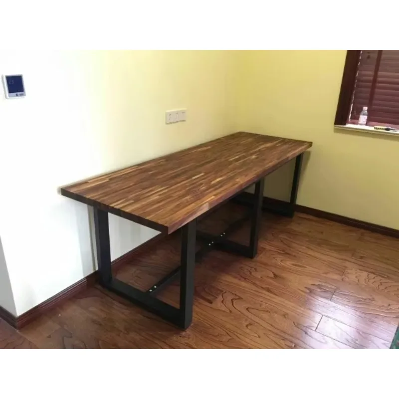 طاولة مكتب فاخرة من السنط المزيت باللون الرمادي/طاولة دراسة أكاسيا بنية داكنة/طاولة طعام من الخشب الصلب بمفصل أصابع