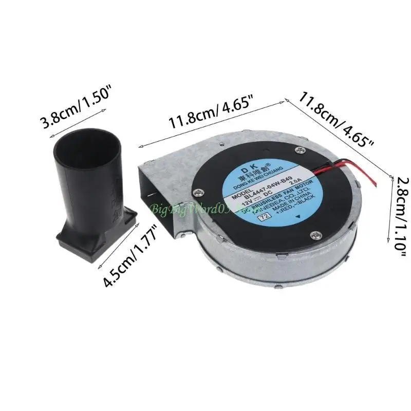 24TE 12V 2A 11028 شواء شواء مروحة معدنية توربو منفاخ الطبخ كاتب لث / قناة الهواء 50