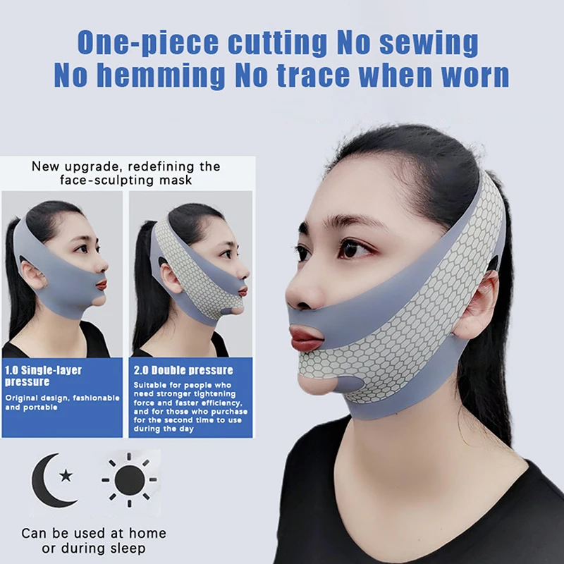 Dubbele/enkele laag kinwang afslankbandage V Shaper Face Lift Huidverzorging Verstevigend trekmasker Slapen Anti-rimpelband