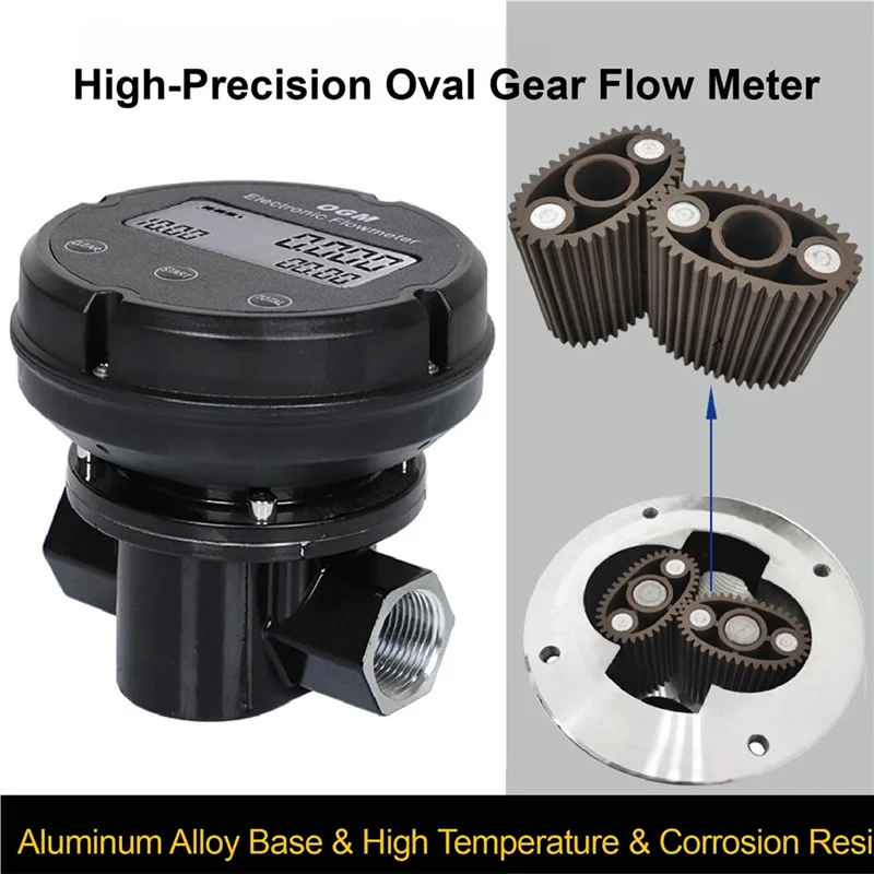 مقياس تدفق التروس البيضاوي الرقمي المتقدم AC23 لقياس الوقود الدقيق - 1 بوصة، يتميز بمكامل #2