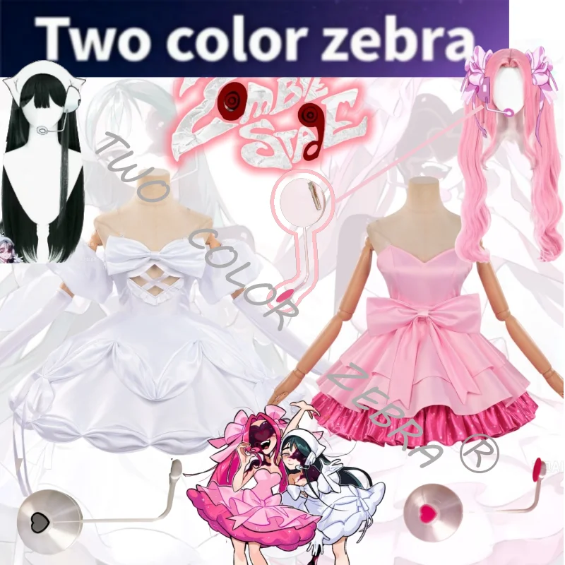 Alien Stage Zombie State Sua Mizi Cosplay-Kostüm Trägerloses Kleid Prinzessinnenkleid Perücke und 3D-Druck-Kopfhörer Damen-Performance