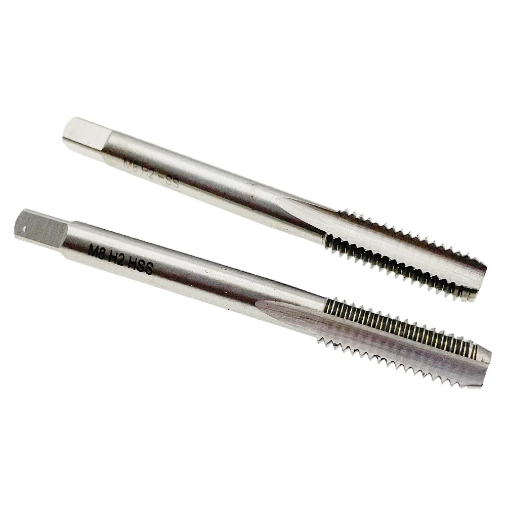 2Pcs M8 x 1.25 Tap RH M8x1.25 Tap Set Drill Tools Right Hand M8 x 1.25 Thread Tap M8x1.25 Threading Tool HSS M8 x 1.25 Hand Tool