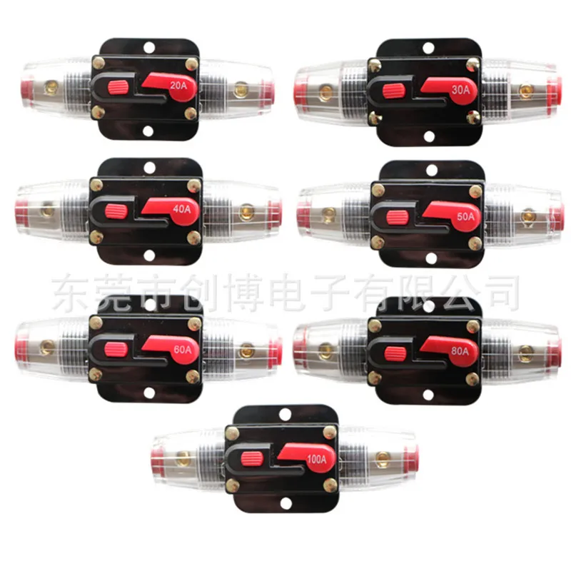 

10PCS 12V 24V DC Car Truck Audio modification Stereo Amplifier Circuit Breaker Automatic Reset Fuse Holder Switch 20A~150A