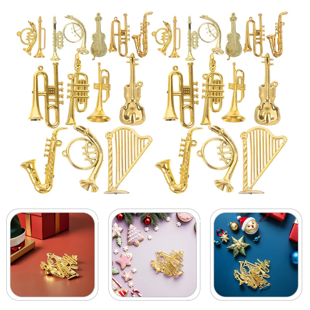 

28Pcs Mini Musical Instruments Ornaments Tiny Violin Flute Christmas Tree Decorations Compact Delicate Yearly Use