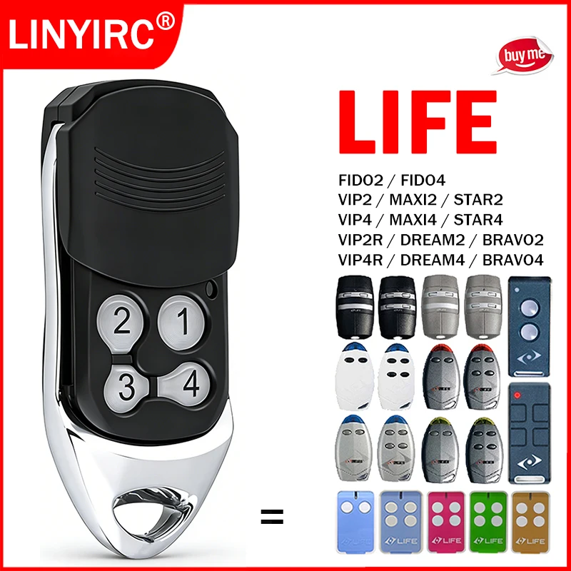 

New LIFE DREAM2 DREAM4 MAXI2 MAXI4 FIDO2 FIDO4 VIP2 VIP2R VIP4 VIP4R STAR2 STAR4 BRAVO2 BRAVO4 Garage Door Remote Control 433MHz