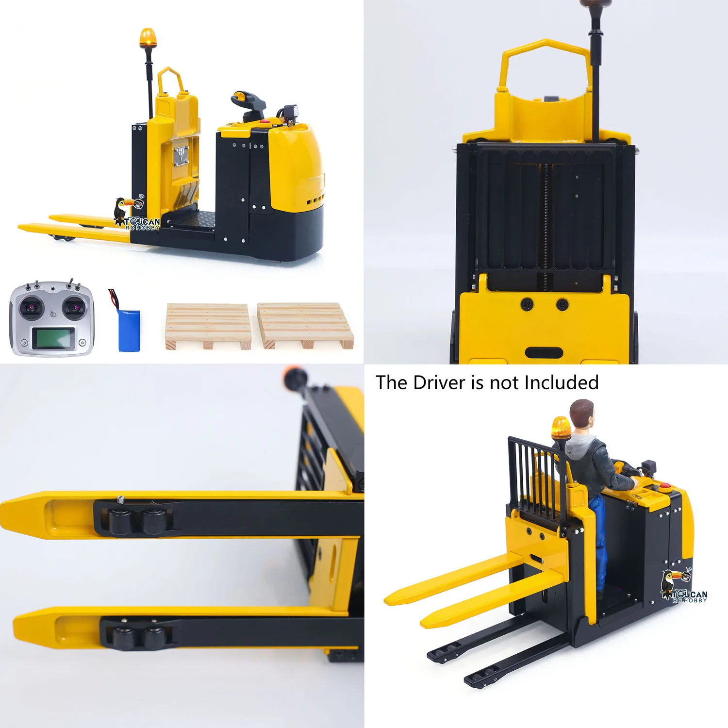 

MO55 RTR 1/14 RC Forklift Metal Remote Control Low Level Order Picking Truck Electric Trucks Cars Model Light Sound Module Toys