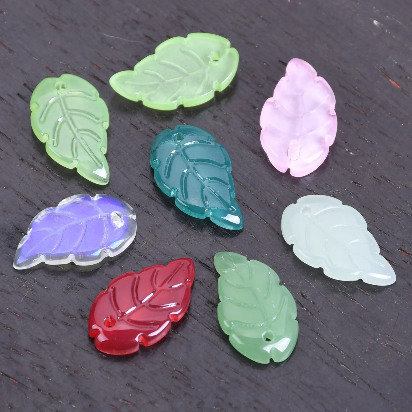 

20pcs Leaf Shape 18x10mm Handmade Lampwork Glass Loose Pendants Beads For Jewelry Making DIY Crafts Findings