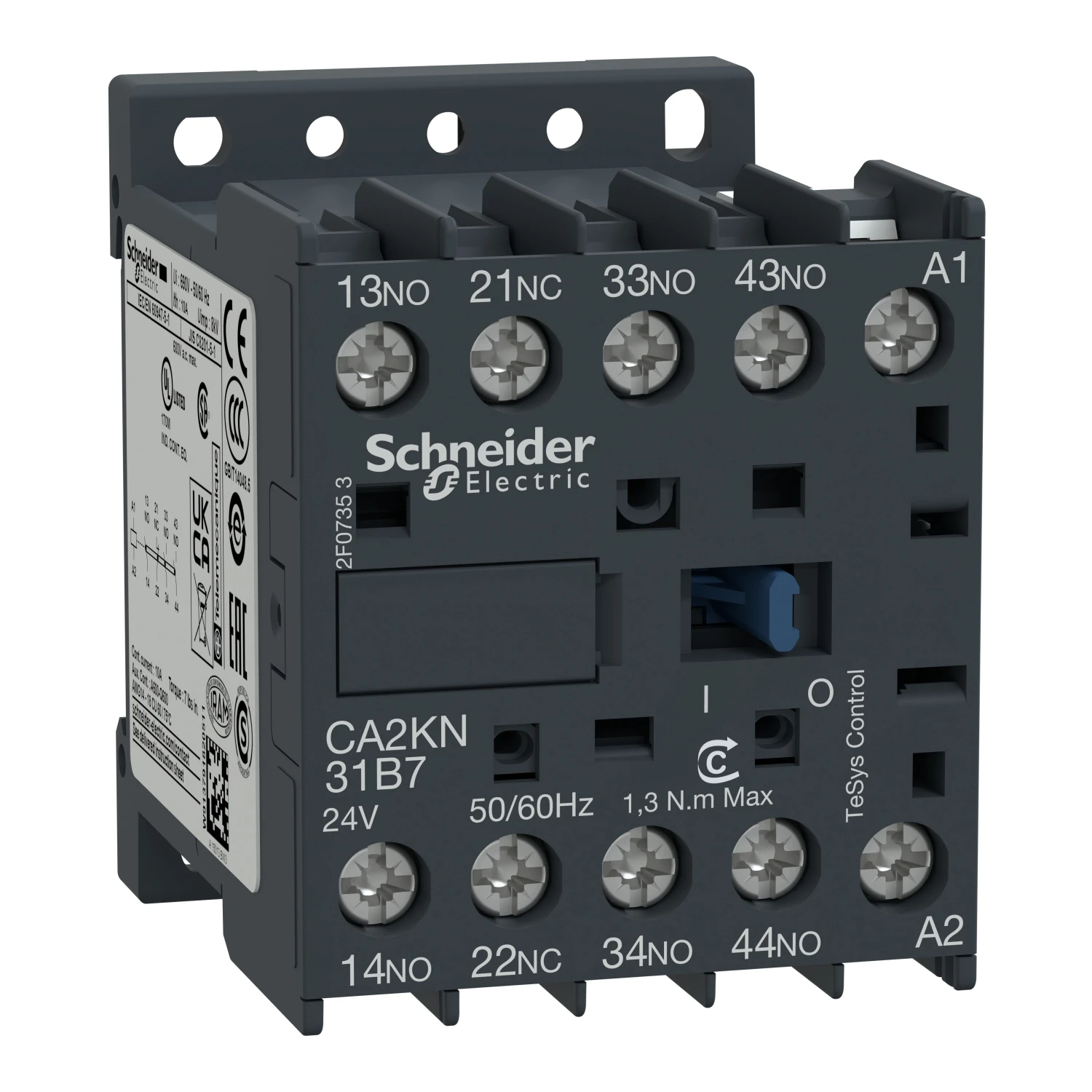 

CA2KN31B7 CA2-KN31B7 control relay, 4P(3NO+1NC), 690V, 24V AC standard coil