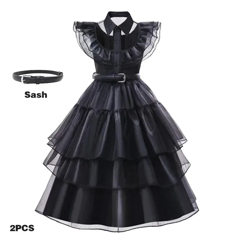 New 2025 Girls Maleficent Tutu Dress With Horns Wings Evil Queen Fancy Party Dresses Kids Halloween Cosplay Witch Costume eqs9X