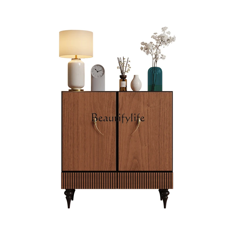 

Solid wood modern simple entrance cabinet living room dining side retro entry door locker