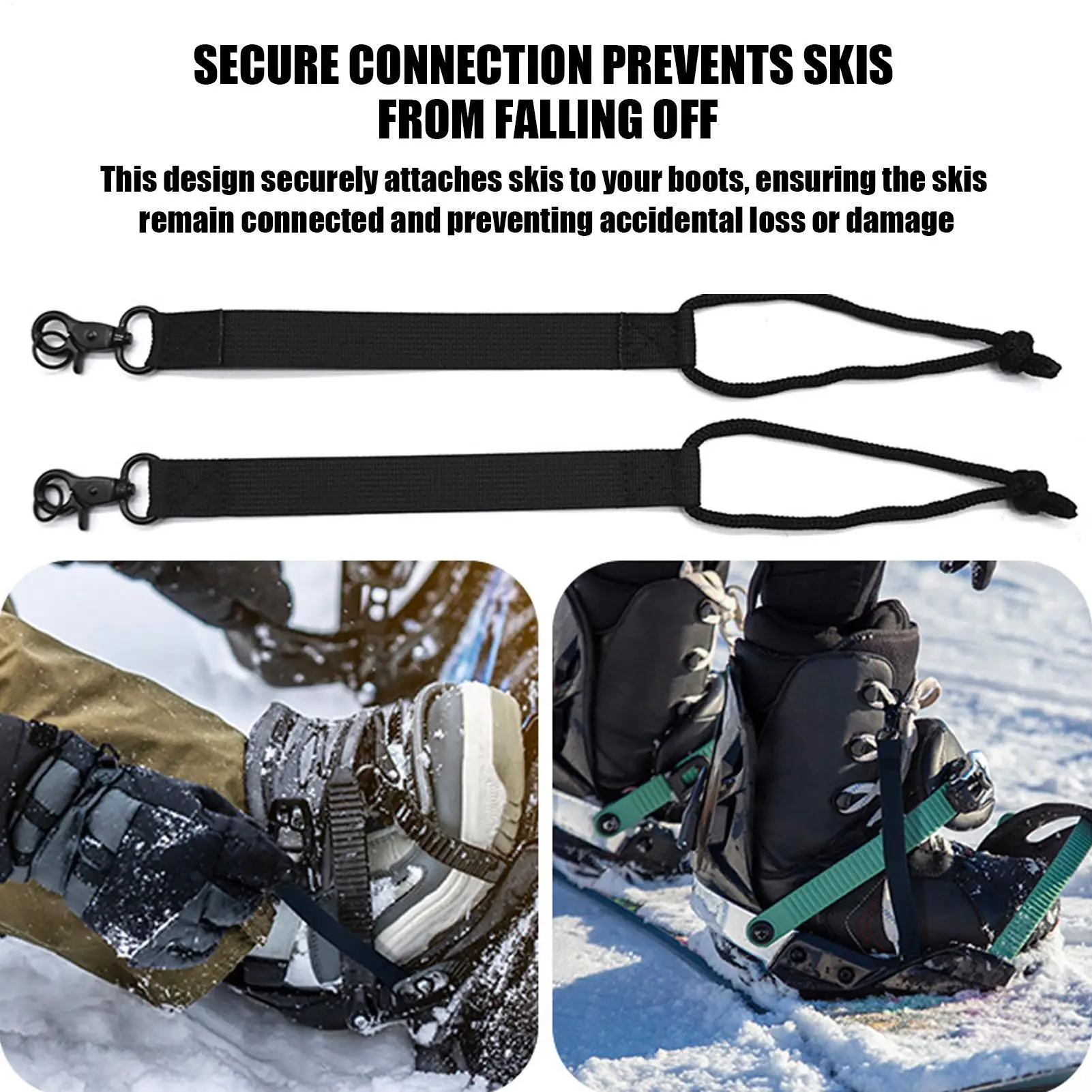 

Snowboard Short Strap 2-Pieces Ski Safety Cord Replacement Snowboarding Security Supplies for Men Women Adults Hobbyists