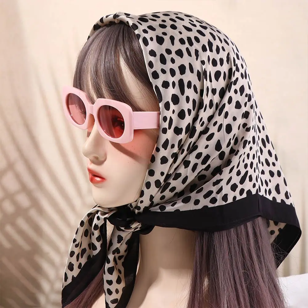 Beach Sunscreen Shawl Stripe Female Flower Print Square Scarf Women Silk Scarf Head Scarf Hair Tie Band