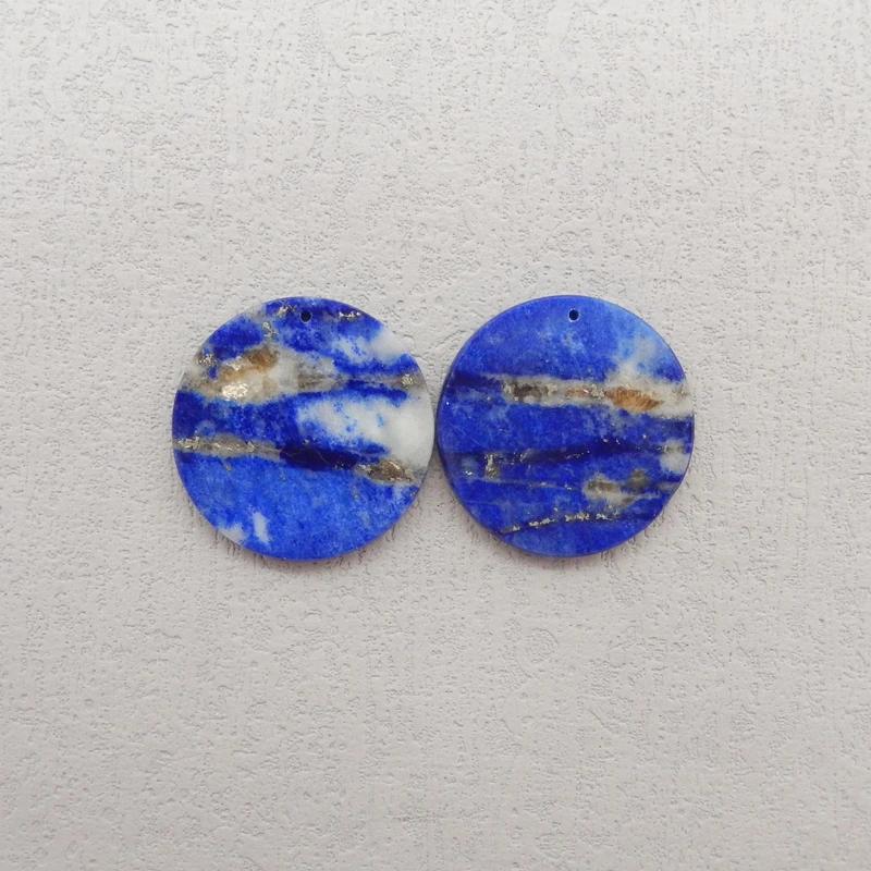 

Natural Stone Lapis Lazuli round Earring Beads Front Drilled DIY Fashion Jewelry Accessories Ideal Gift 30x3mm 11.8g