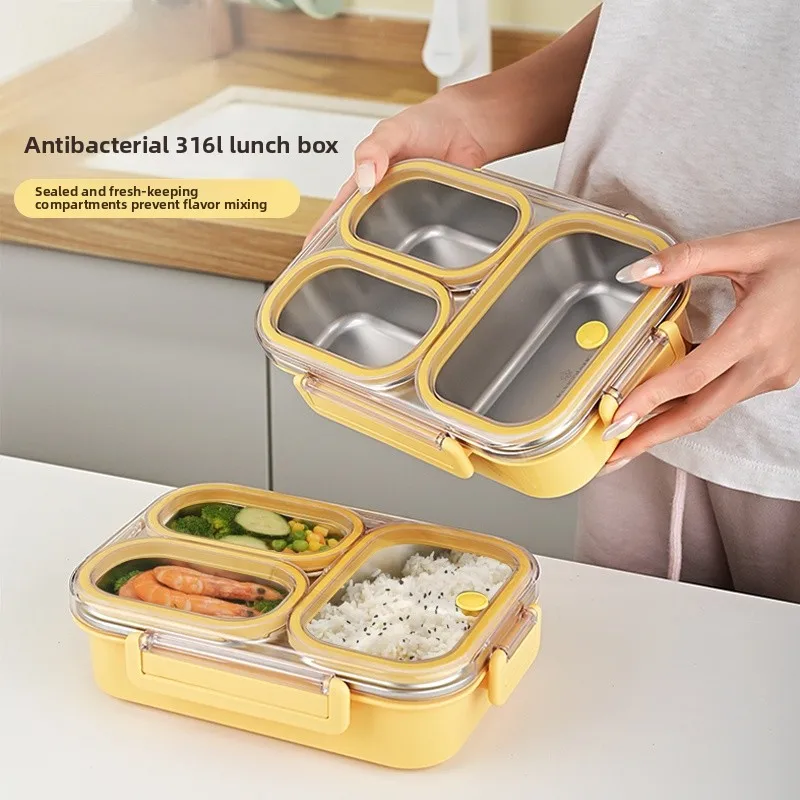 

Food ade Stainl Steel 36L Microwave Se Lunch Box with Container Fren Preservation Simple Design Rectangular ape