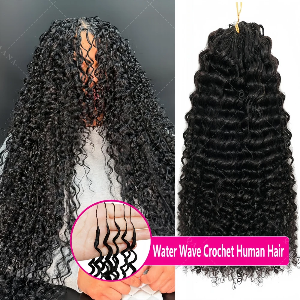 

Наращивание волос 12A Deep Wave Crochet: предварительно разделенные пряди, волосы для плетения крючком, Water Wave, для богемных причесок