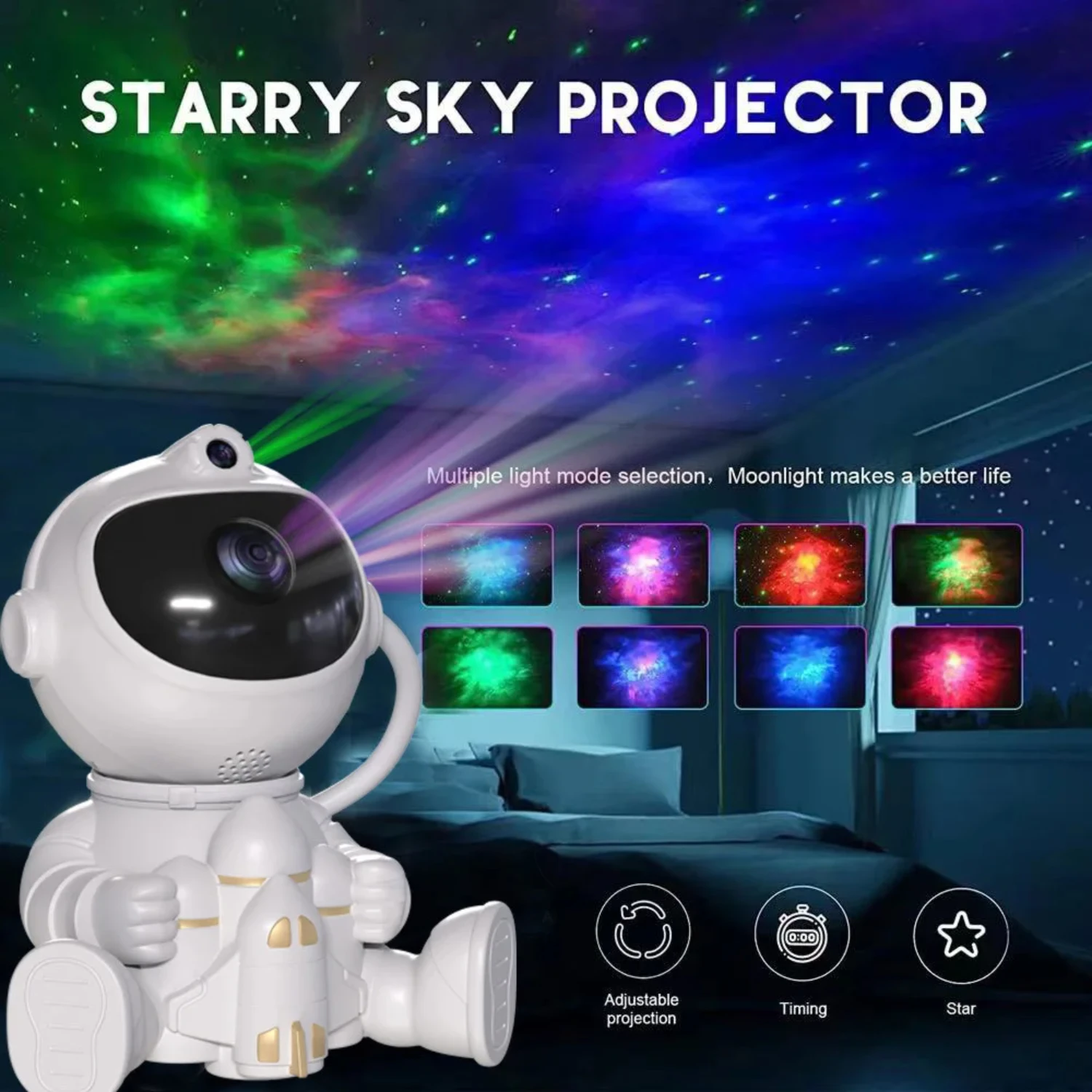 Rocket astronaut projector lamp romantic gift ambiance lamp laser laser lamp spaceman bedroom decorations nightlight