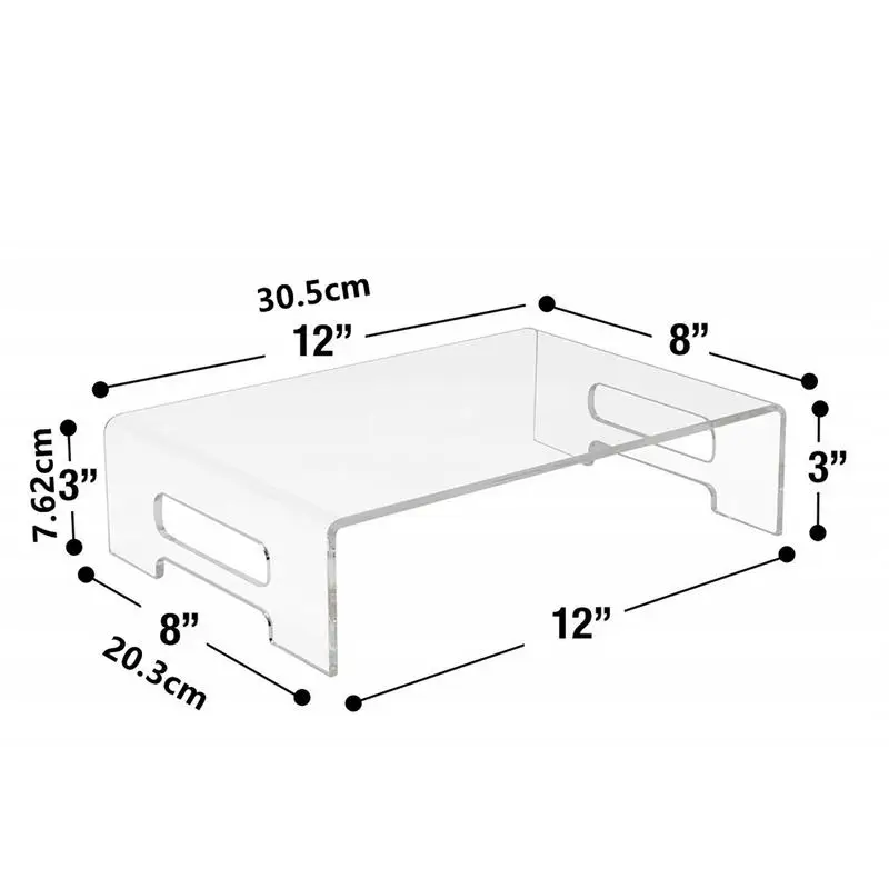 Monitor de escritorio multifuncional, soporte para portátil, antideslizante, acrílico transparente, elevador de pantalla de escritorio con asas de