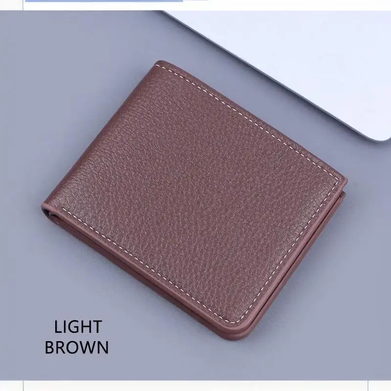 Retro Minimalistisches PU-Leder Herren-Portemonnaie Schwarz Kaffee Große Kapazität Mehrere Taschen Zweifach Faltbarer Ausweishalter für Männer und Frauen – Detail 10