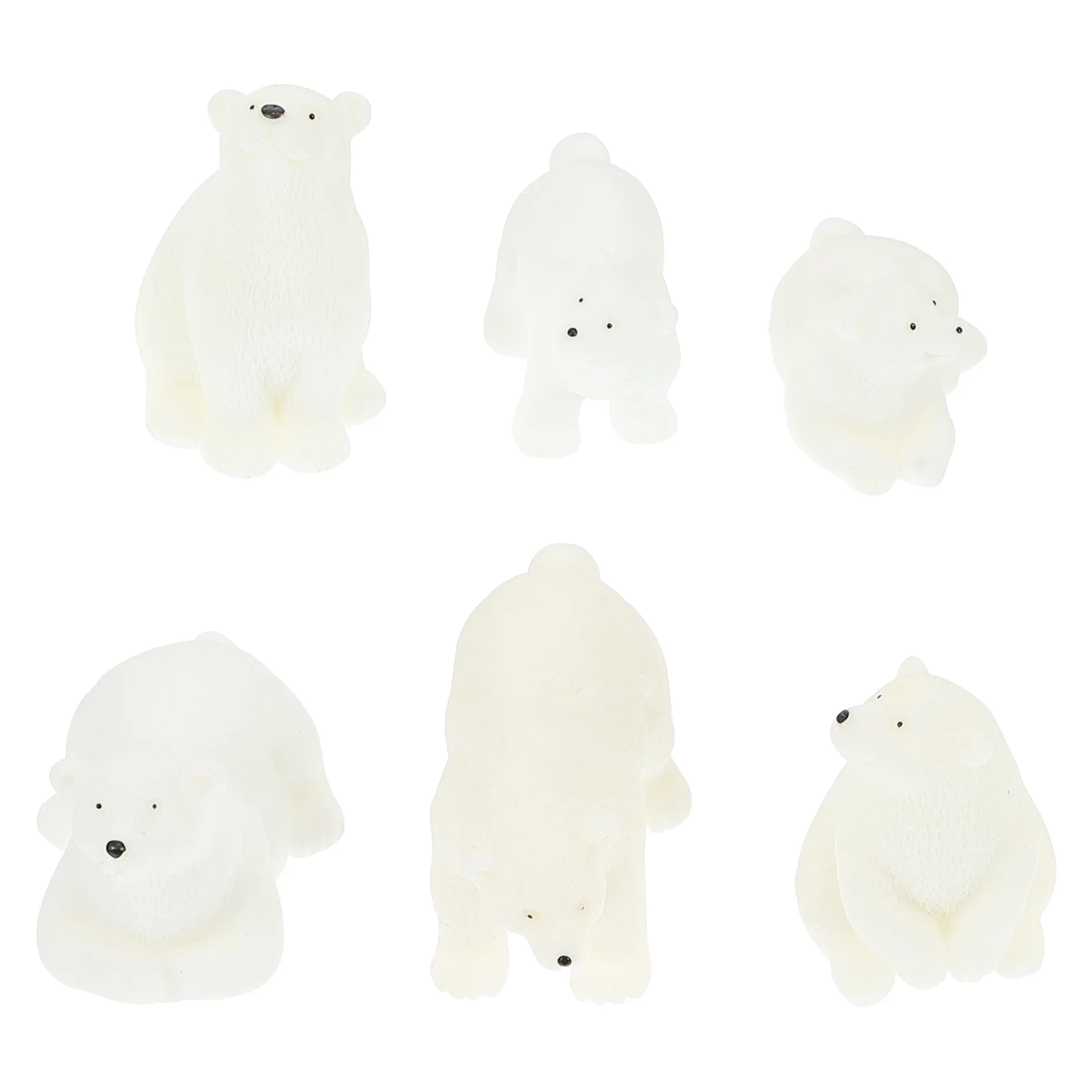 

6 Pcs Ornaments Resin Polar Bear Adorns Desktop Crafts Arctic Models Miniature Figurines