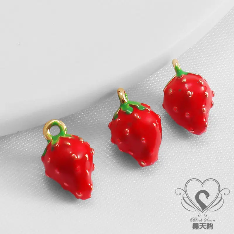 14K Copper Gold Plated Enamel Strawberry Mushroom Money Bag Pendant DIY Jewelry Making Charms Accessories