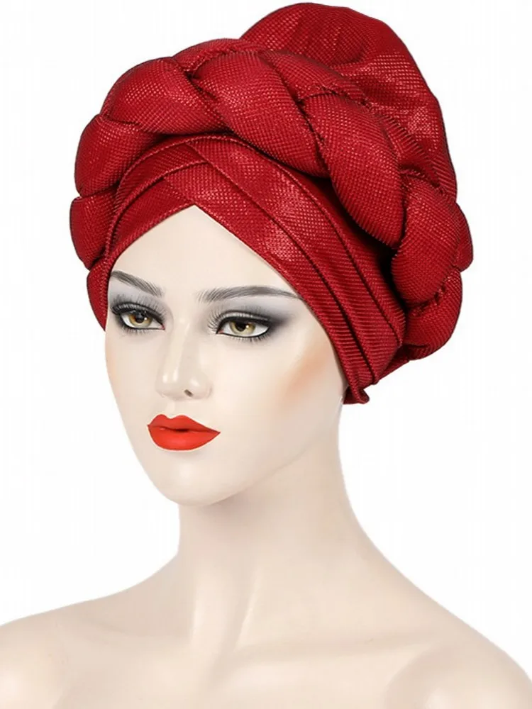 Ready African Auto Gele Headtie Black Women\'s Turban Cap Nigeria Wedding Geles Muslim Head Wraps Bonnet Turbante Mujer 2023