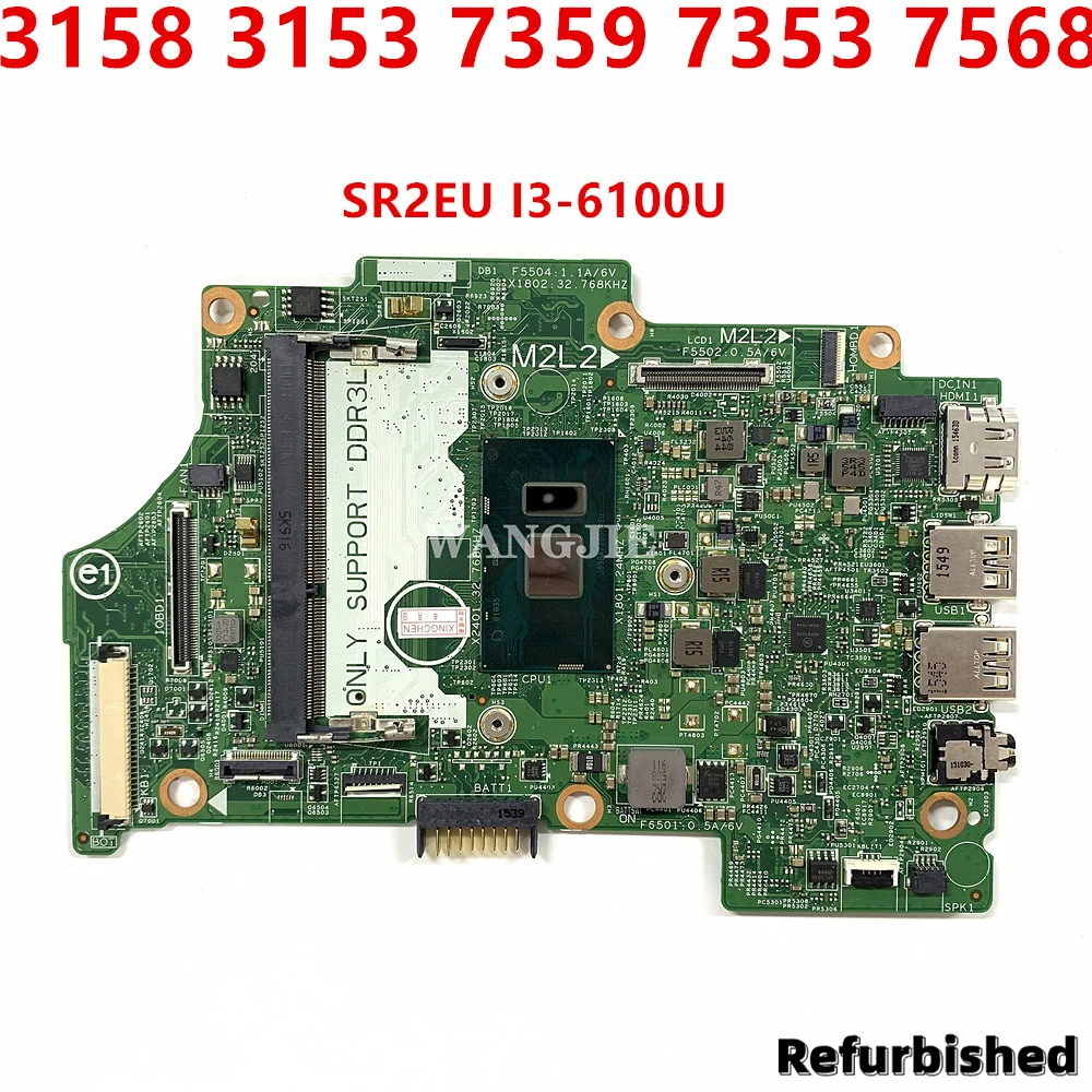 

Used 14296-1 For DELL Inspiron 3158 3153 7359 7353 7568 Laptop Motherboard I3-6100U CPU CN-004R7J 004R7J 04R7J 14296-1 7M6GF