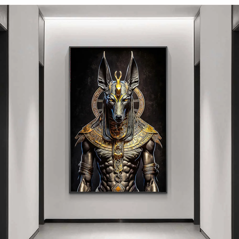 

Anubis Dark Portrait Canvas Paintings on the Wall Art Pictures Ancient Egypt Mythology Posters and Prints For Living Room Decor