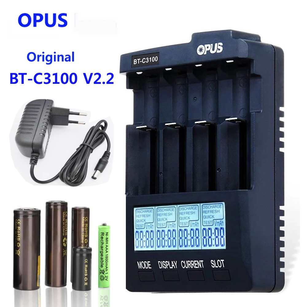 OPUS C3100 LCD Smart Battery Charger For Li-ion NiCd NiMH AA AAA 10440 14500 18650 LiFePO  Rechargeable 1.5V 1.2V Batteries