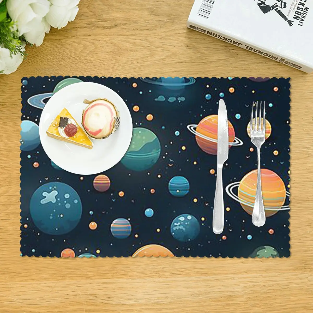 Solar System Space Planets Universe Placemat Washable Plate Mat for Dining Table Bowl Coaster Home Decor Absorbent Mats