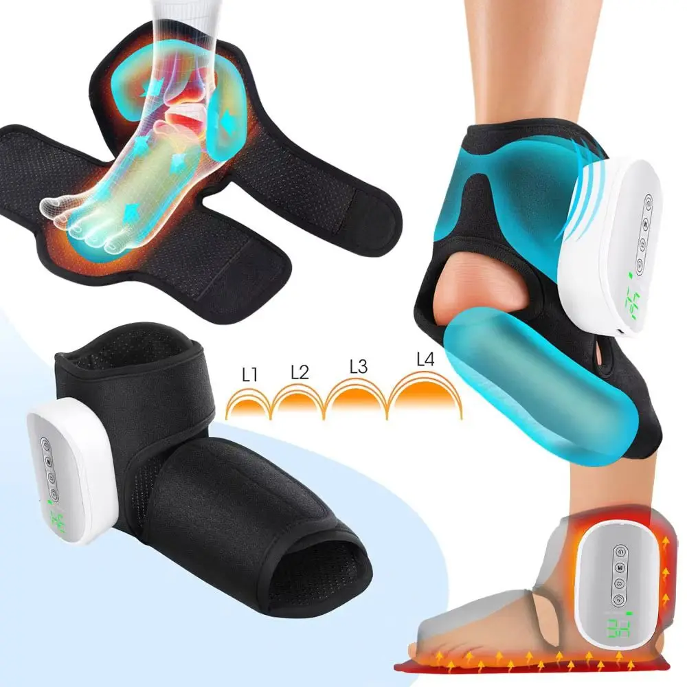 Pressure Air Bag Compression Foot Massager Heated 3 Modes Ankle Massager 3000mAh 4 Levels Air Compression Massager Circulation