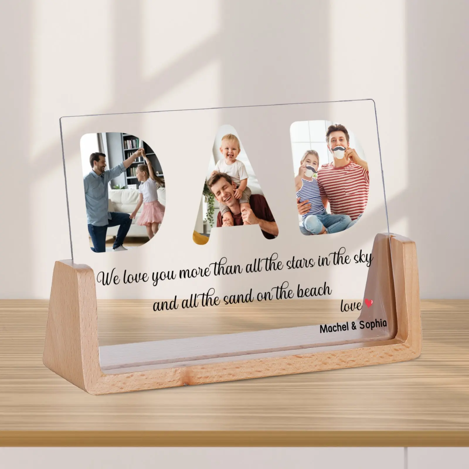 Personalized Dad Photo Collage Frames Fathers Day Birthday Gift from Daughter Son Custom Desktop Picture Frame Gifts for Papa