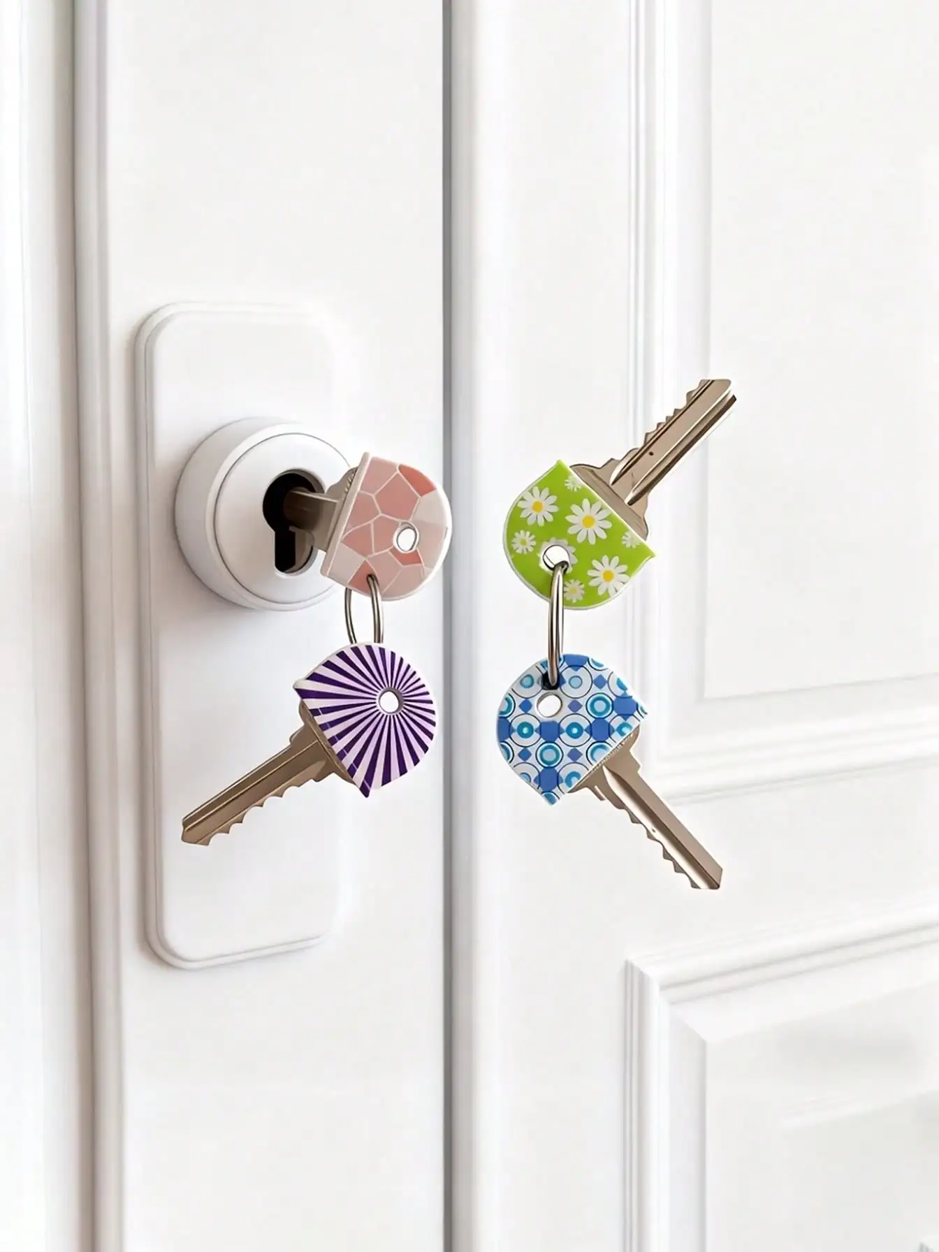 1/3/6 Rutschfeste Silikon-Schlüsselhüllen mit Blumenmuster – Langlebige, rutschfeste Schlüsselanhänger, geeignet für Haus-, Büro- und Türschlüssel – ein alltägliches Must-have, perfekt für Familie und Mitschüler, hält – Detail 2