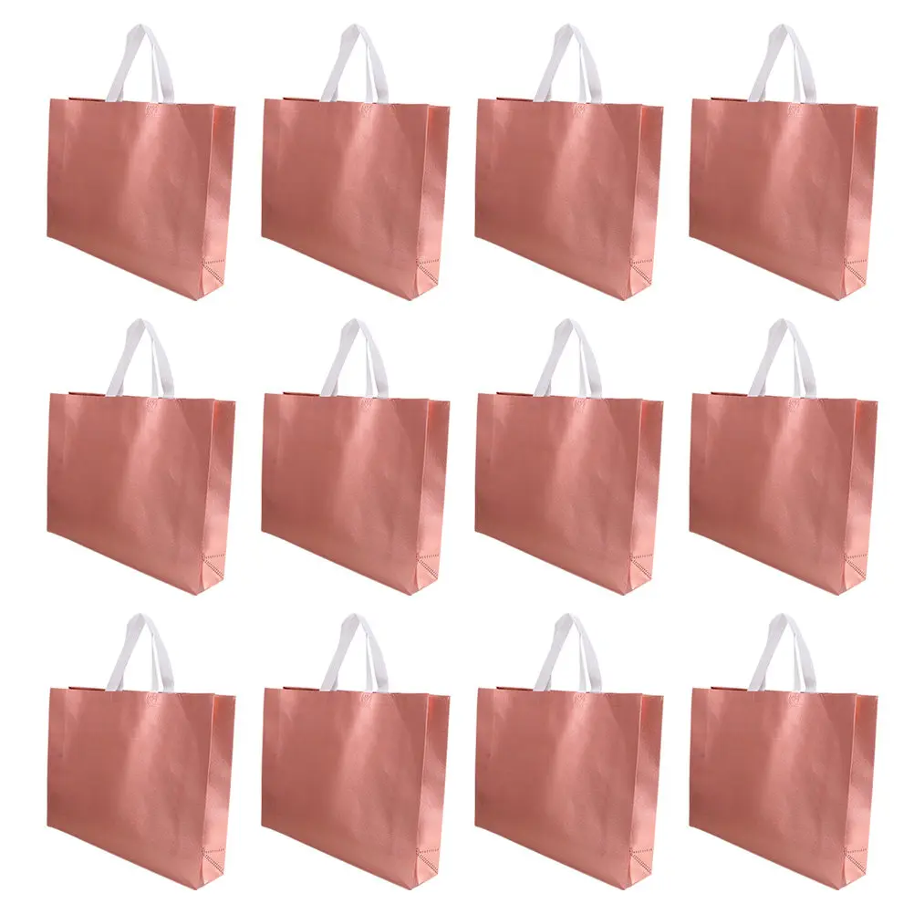 1Set Non Woven Fabric Portable Handbag Gift Bag Rose Gold Large Capacity Foldable Packaging Bag Coffee Shop Bakery view 5