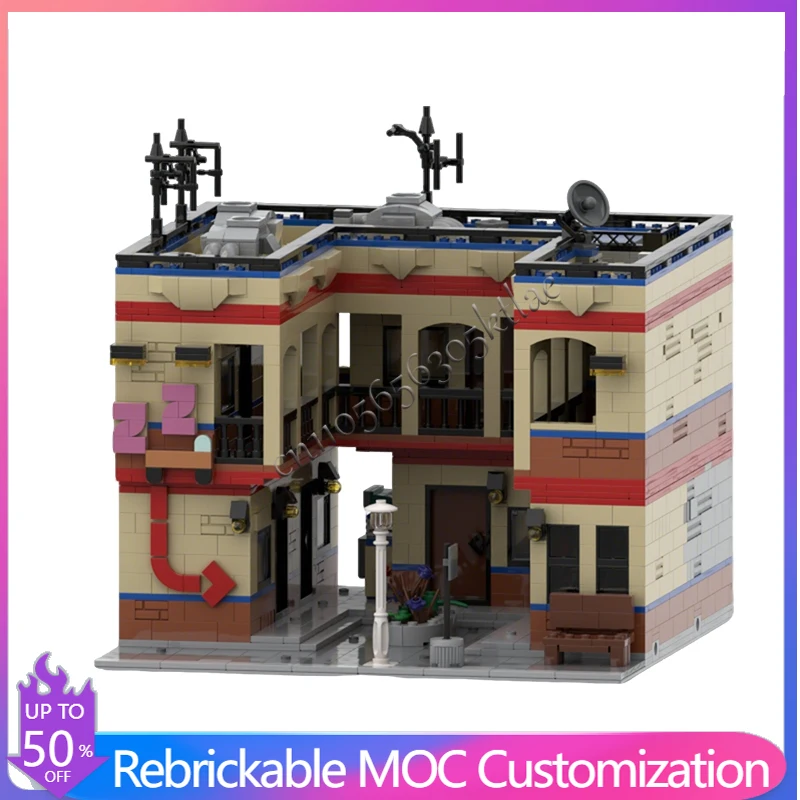 Modèle de construction modulaire personnalisable MOC 2583 pièces, maison, rue, motel, design populaire, jouet éducatif DIY, cadeau de Noël