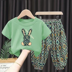 T-shirt et pantalon en coton pour enfants, ensembles de vêtements pour enfants, mode d'été, tout-petits, filles, garçons, mère, enfants trempés, mignon, 2 pièces