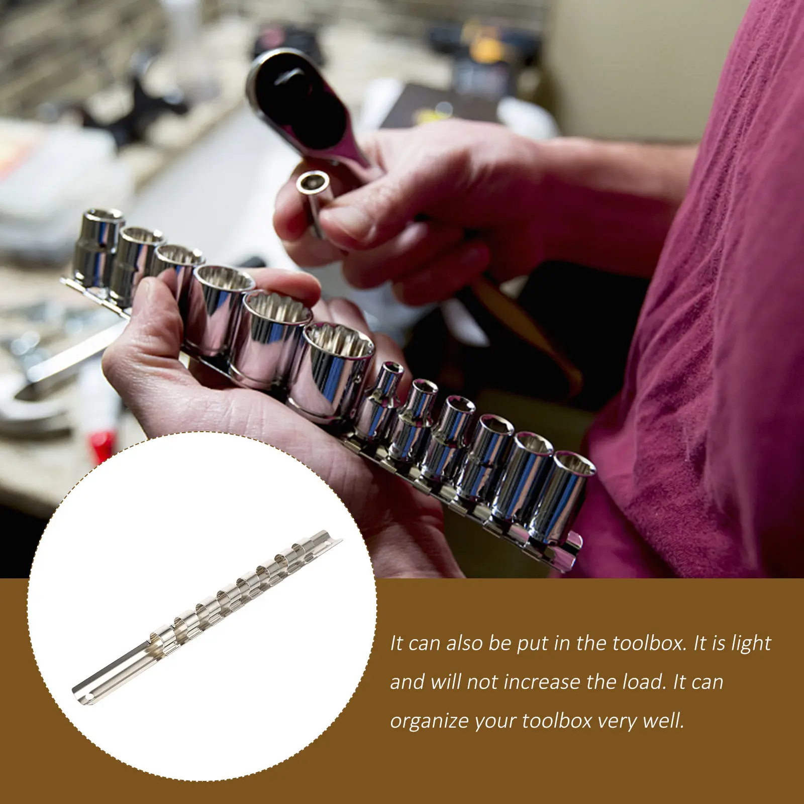 

1Set Electroplated Socket Organizer Metal Socket Container Storage Holder Flexible Slider for Toolbox Tool Storage