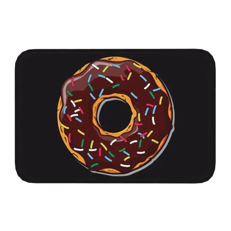 Chocolate Cartoon Donut With Sprinkles Cutout Door Floor Kitchen Bathroom Mat Doughnut Doormat Garage Entrance Rug Carpet